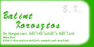 balint korosztos business card